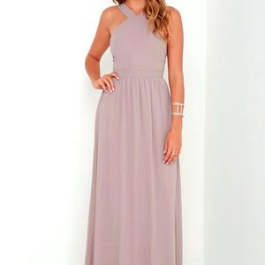 LULUS AIR OF ROMANCE TAUPE MAXI DRESS